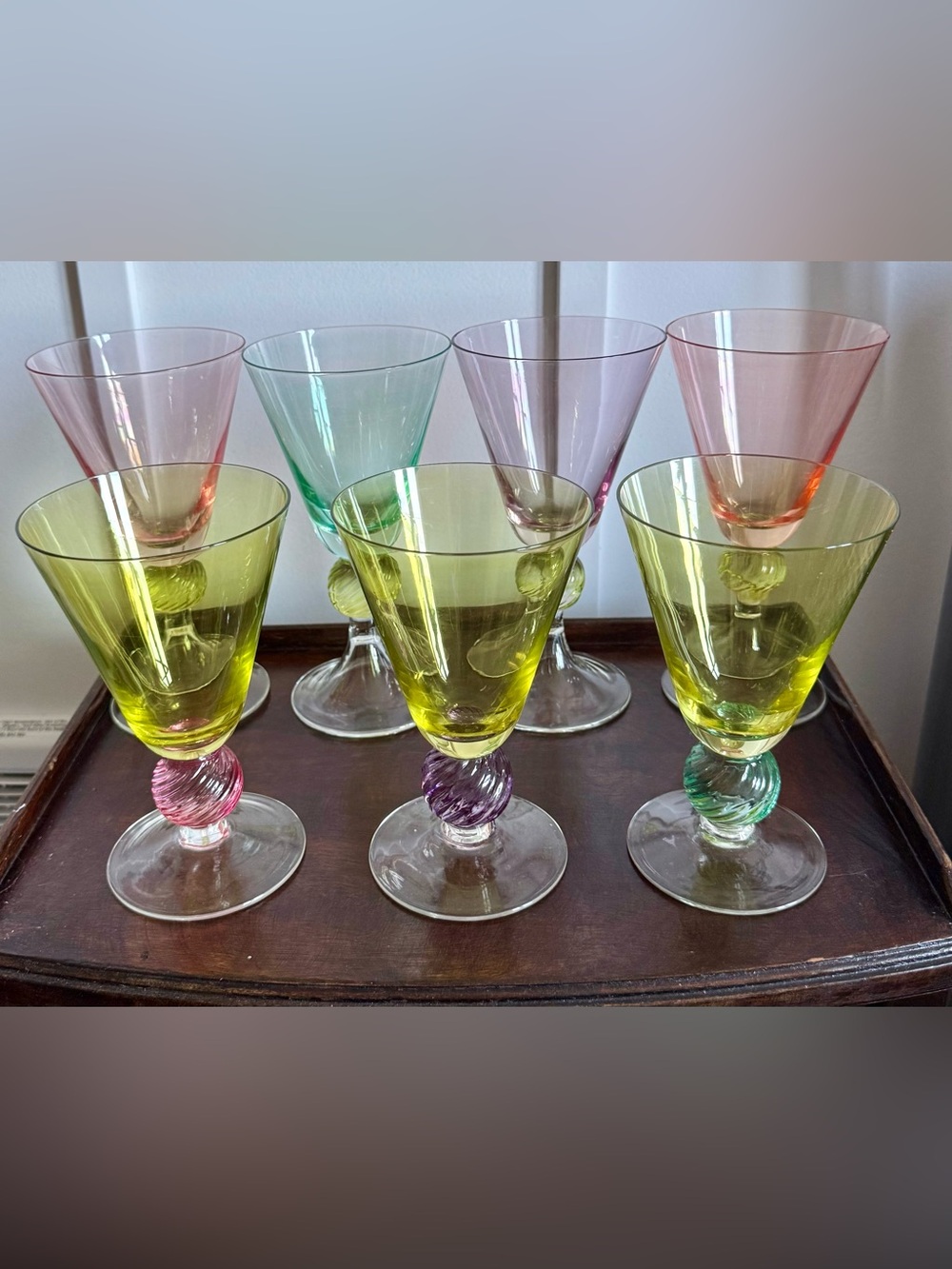 7 Southern Living Vibrant Colored Stemware Set Iced Tea Glasses Green Yellow +